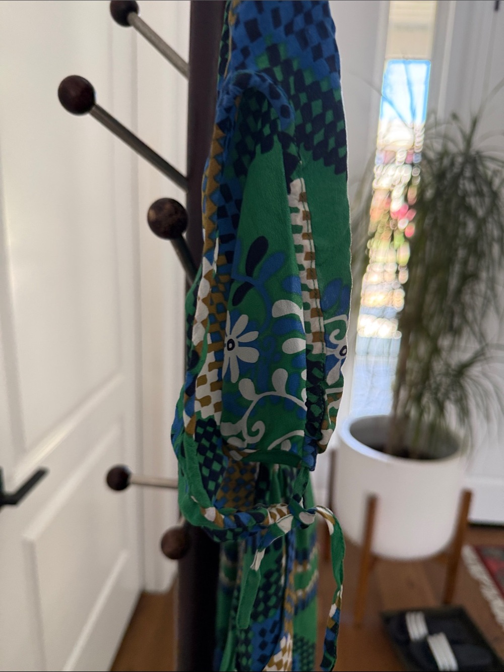 Moulinette Soeurs Green and Blue Printed Button-Front Dress - Picture 3 of 9